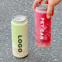 Boîtes de boisson en plastique PET transparentes de 250 ml, 330 ml, 350 ml, 500 ml, 650 ml, 700 ml, 900 ml avec bouchon en aluminium pour soda, jus, bière, champagne