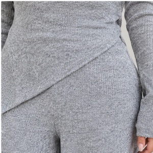 Custom Autumn&winter <b>Knitted</b> <b>Sets</b> Women Long Sleeve Slant Shoulder Top And Wide Leg Pants <b>Set</b> Two Piece Women's <b>Knit</b> Sweater <b>Set</b> - Product Image 4