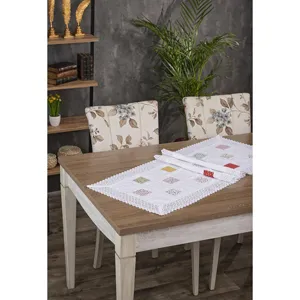 Mantel de Mesa Bordado con Encaje Floral, Sostenible, Transpirable, Personalizable, Decoración del Hogar, Blanco, Lujoso, de Algodón, para Comedor - Product Image 1