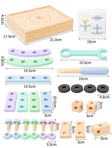 Nouveaux jouets éducatifs en <span class=keywords><strong>bois</strong></span> Montessori pour enfants, outil de serrage de vis en <span class=keywords><strong>bois</strong></span> à faire soi-même, boîte de transport, puzzle en <span class=keywords><strong>bois</strong></span> pour garçons et filles - Product Image 3