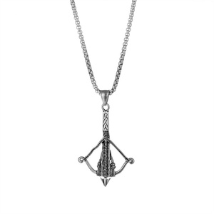 Fine Jewelry Hip Hop Stainless Steel <b>Bow</b> and Arrow Charm Pendant with Link Chain for Men-Wedding & Anniversary - Product Image 4