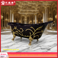 Pola naga Cina kuno gaya Eropa Imperial selir bak mandi emas anggur merah dalam rendam bak mandi pusaran air