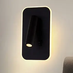 Lampe de lavage murale LED noire avec projecteur réglable pour le mur intérieur Lampe de lecture Applique murale pour couloir Chambre Escaliers Intérieur