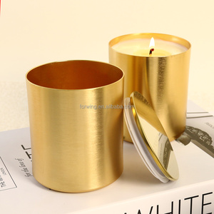 Luxury Custom Gold Aluminum Metal Candle Jar Wishing Home Decor Candle Container with Holder Elegant <strong>Lantern</strong> Style - Product Image 4