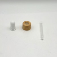Bouchon compte-gouttes en plastique 18-410 avec motif bois imprimé par transfert d'eau et pipette en verre pour flacons d'huiles essentielles