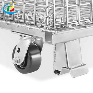 Kho thép nhẹ ráp dây lưới lưu trữ Thùng công nghiệp <span class=keywords><strong>Stackable</strong></span> Pet preforms dây lưới container lồng với bánh xe - Product Image 6