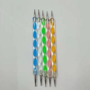 Ensemble de 5 stylos à strass double extrémité en acrylique en forme de spirale, outil de pointillage pour nail art, stylo de gaufrage pour la conception de manucure - Product Image 2