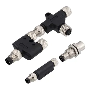 M8 Y konektor adaptor Kode Tipe A, 1 konektor splitter wanita ke 2 laki-laki 3 4 5 6 inti konektor Splitter tipe T