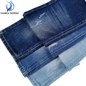 718 High quality cotton polyester viscose warp slub denim fabric for jeans wholesale