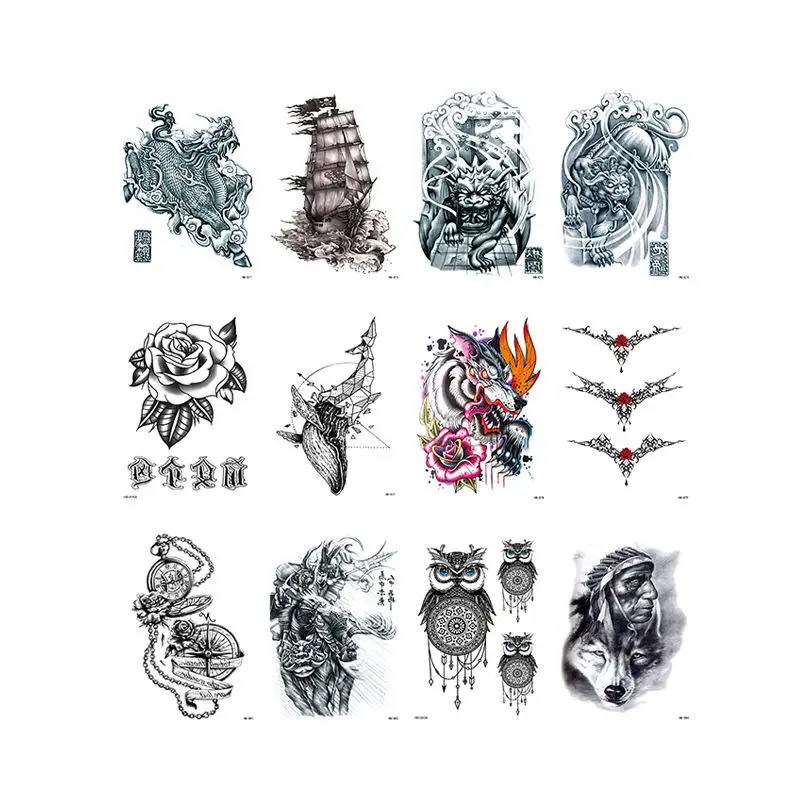Customize Wholesale Cool Designs Temporary Tattoo Horror Sticker Sketon Body Art Tattoo Sticker