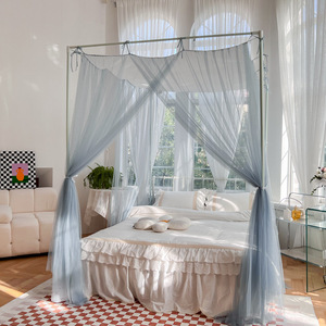 Nouvelle moustiquaire d'été pliable en polyester, style français, longue jusqu'au sol, <span class=keywords><strong>à</strong></span> bretelles, épaissie, pour quatre portes - Product Image 3