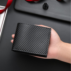 Clip de carte de crédit en fibre de carbone RFID double pli portefeuille en cuir pour homme - Product Image 2