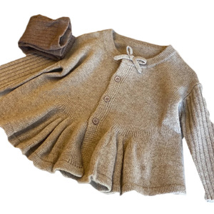 Girls Knitted Cardigan Thickening Solid Color Cotton Sweater With Label For Kids Autumn Spring Wear - Product Image 1