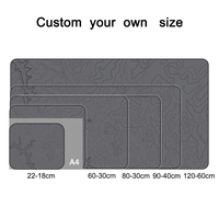 Tapis de souris de jeu topographique gris de grande taille personnalisé, tapis de bureau étendu avec base en caoutchouc, surface résistante à l'eau