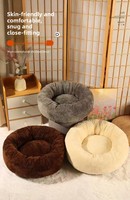 Coussin personnalisé pour chien et chat, design rond en forme de beignet, en tissu velours côtelé, anti-rayures, durable, portable, style ouvert
