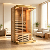 Sauna Eléctrica de Infrarrojos Lejanos de Lujo Moderna para 2 Personas, Directo de Fábrica, con Control por Computadora, Ventanas Transom, 9KW, para Sala de Estar o Almacén