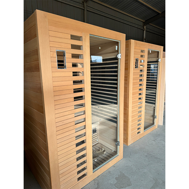 Modern 2-Person Infrared Sauna Room Far Infrared Dry Steam Low Magnetic Carbon Choice Hemlock Red Cedar for Health Living Room