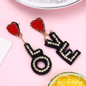 Nueva gran oferta, moda de alta calidad, pendientes hechos a mano con cuentas para el Día de San Valentín, pendientes de corazón con letras LOVE, bohemios - Product Image 3