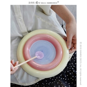 Assiettes à Dessert rondes en céramique Macaron assiettes de petit déjeuner colorées plats à bijoux - Product Image 3