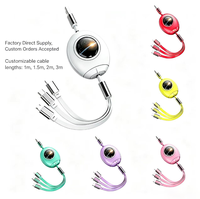 Kabel Data Multi Charger 3 in 1 yang Dapat Ditarik, Kabel Micro USB Tipe C, Pengisian Cepat untuk Ponsel