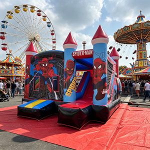 Vente en gros 2026 Château gonflable Spider-<span class=keywords><strong>Man</strong></span> avec toboggan en PVC épais pour enfants, idéal pour les fêtes en extérieur - Product Image 2