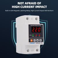 Protecteur de Tension Réglable 40A 63A 220V Rail DIN, Protection Contre les Surtensions et Sous-Tensions, Récupération Automatique et Reconnexion