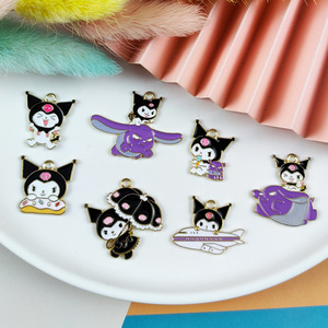 Gantungan Kunci Enamel Anime Kuromi Kucing Setan Lucu Kartun Baru untuk Pembuatan Perhiasan Anting Kalung Wanita - Product Image 2