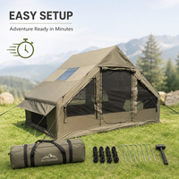 Carpa Inflable Bushcraft Wilderness Airbeam de Seis Metros Cuadrados, Verde Bosque, Oxford 300D, Refugio para Exteriores, Montaje Rápido, 15 kg, Venta al Por Mayor
