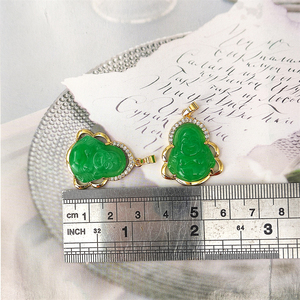 <span class=keywords><strong>Pierre</strong></span> naturelle Maitreya bouddha pendentif religieux cubique Zircon or vert <span class=keywords><strong>jade</strong></span> bouddha breloques collier <span class=keywords><strong>porte</strong></span>-<span class=keywords><strong>bonheur</strong></span> bijoux pour femmes - Product Image 4