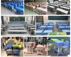 Juego de muebles escolares modernos, <span class=keywords><strong>escritorio</strong></span> y <span class=keywords><strong>silla</strong></span> ajustables para niños de aula, hechos de plástico, precio de fábrica - Product Image 6