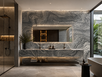 Dalle de marbre gris éléphant pour plan de travail de cuisine, dessus de meuble de salle de bain, revêtement mural, cadre de cheminée, découpe sur mesure
