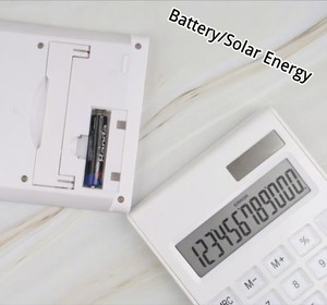 Calculatrice scientifique à clavier blanc en cristal, 12 chiffres, matériau ABS, cylindrique, pile - Product Image 2