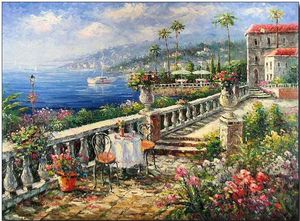 Toile d'art mural d'hôtel fait à la main, affiche un couteau lourd, <span class=keywords><strong>peinture</strong></span> à l'huile méditerranéen abstraite <span class=keywords><strong>paysage</strong></span> - Product Image 4