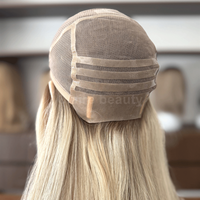 Perruque médicale juive Sheitel en cheveux humains vierges européens blonds de qualité supérieure, avec dessus en soie, lisse, casher, pour femmes, vente en gros