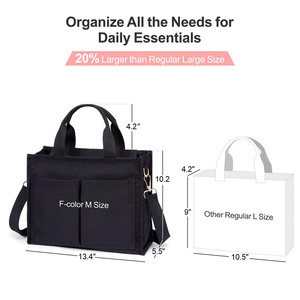 Bolso de lona con cremallera 7 bolsillos Bolso de compras de lona de moda Correa de hombro desmontable <span class=keywords><strong>Trabajo</strong></span> de viaje Bolso de Mano individual - Product Image 2