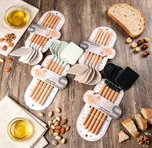 Wood Handle <b>Silicone</b> Kitchen Utensils Set 5 Pieces Non <b>Stick</b> Cookware Safe Cooking Spoon Spatula Ladle for Kitchen Cooking - Product Image 4