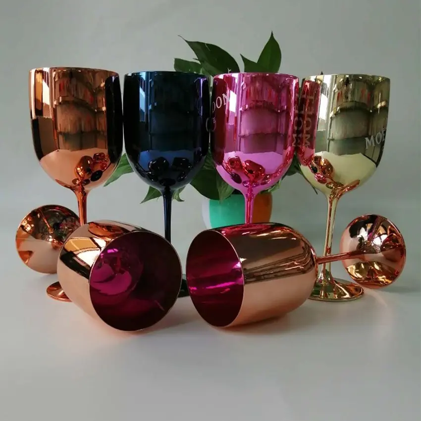 VGEET unbreakable מצופה עלה זהב יין זכוכית גביע, פלסטיק שמפניה עלה זהב יין משקפיים