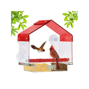 Transparent Acrylic House Type Wild Bird Feeder Hanging Outside Window Birds Birdhouse Balcony Garden Bird Feeders