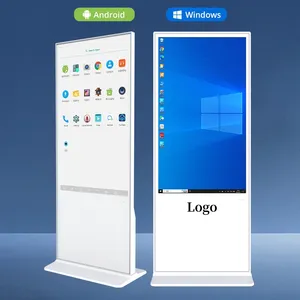 Papan reklame dan tampilan Digital interaktif vertikal berdiri Lantai layar sentuh LCD 43 55 inci Display iklan kios untuk dalam ruangan