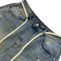 Shorts en jean déchirés pour hommes, taille mi-haute, semi-élastiques, grande taille, style décontracté, streetwear vintage, qualité de luxe pour l'été