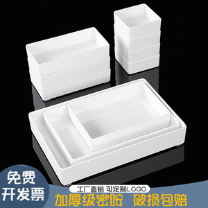 Rectangular <b>melamine</b> tableware <b>plate</b> for braised meat, cooked food, cold dishes, and braised dishes; white tray for commercial - Product Image 2