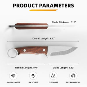 Coltello multiuso in acciaio inox sopravvivenza a lama fissa all'aperto coltello da caccia con manico in legno - Product Image 6