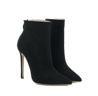 2024 usine nouvelles dames noir daim hiver Stiletto bottines bout pointu mince talons hauts bottes femmes chaussures