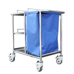 Rvs Praktische Ziekenhuis Gebruikt Beweegbare Vuile Wasmand Verzamelen <span class=keywords><strong>Trolley</strong></span> Met Planken - Product Image 2