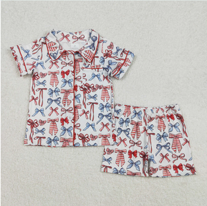 Ensembles de pyjamas pour bébés filles avec nœuds et boutons, pour le 4 juillet - Product Image 6