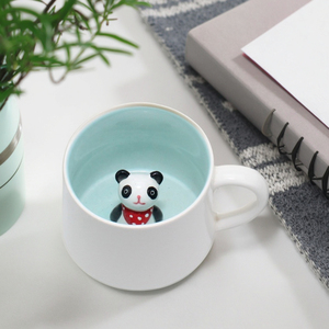 8 OZ <strong>Cute</strong> Panda Surprise 3D Animal Cup with Lid Best Office and Birthday Gift <strong>Cute</strong> Cartoon Ceramic Coffee <strong>Mug</strong> for Cafe Use - Product Image 1