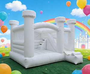 Castillo Inflable Blanco Comercial y Moderno con Tobogán, <span class=keywords><strong>Casa</strong></span> <span class=keywords><strong>de</strong></span> Brinco para Fiestas, Bodas y Eventos - Product Image 3