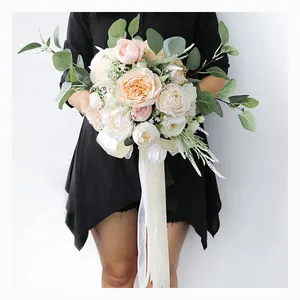 ช่อดอกไม้สดสำหรับงานแต่งงานของเจ้าสาวดอกไม้จำลองทำจากกุหลาบ3D สำหรับเจ้าสาว