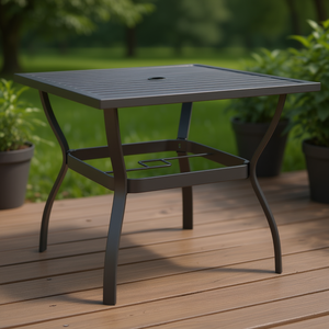 Table de patio en acier anthracite 32,1 x 32,1 x 28,3, mobilier d'extérieur durable au design contemporain - Product Image 2