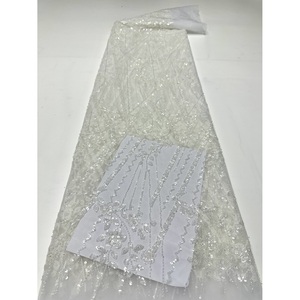 Heavy Beads Fabric Beads Lace Bridal Dress Design Embroidery <b>Sequin</b> Lace Fabric - Product Image 4